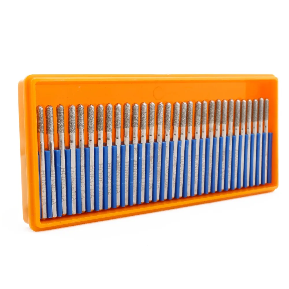 30 шт. алмазная шлифовальная головка цилиндрический шариковый нос 1 5 3 мм