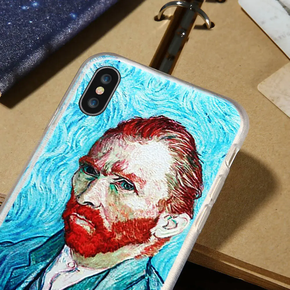 Caseier Ван Гог чехол для телефона iPhone 6 S Plus мягкого силикона Чехол IPhone X 7 8 self-portrait