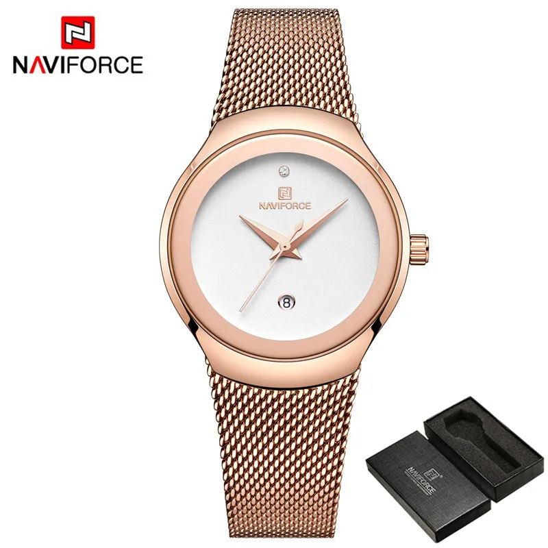 NAVIFORCE, женские часы, модные, бизнес, кварцевые часы, для девушек, Лидирующий бренд, Роскошные, женские наручные часы, для девушек, часы, Relogio Feminino 5004 - Цвет: NA500402 with box