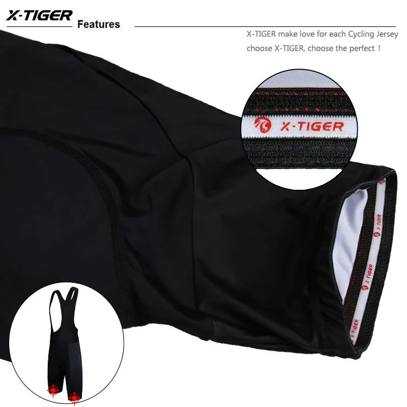 

X-TIGER Classic Cycling Bib Shorts Race Bicycle Shorts Bike Pants With 5D Coolmax Gel Pad Tights Triathlon Man Pro Underwear
