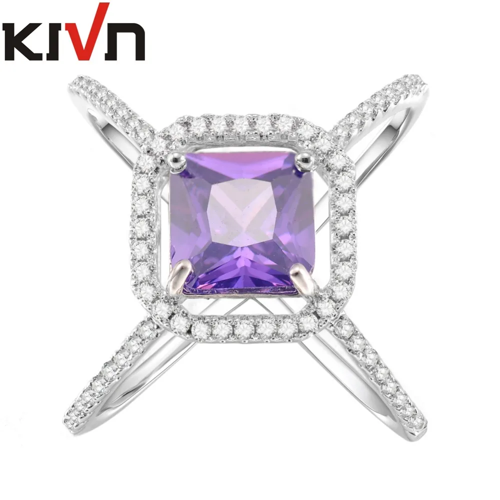 KIVN модные ювелирные изделия крест над Синий CZ кубический цирконий для женщин