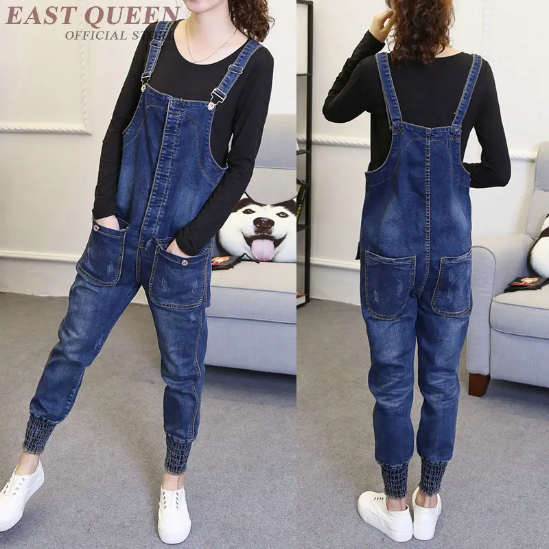 

Spring women jeans pants jumpsuits & rompers casual loose full length combine bodysuits slim preppy style overalls AA3418 F