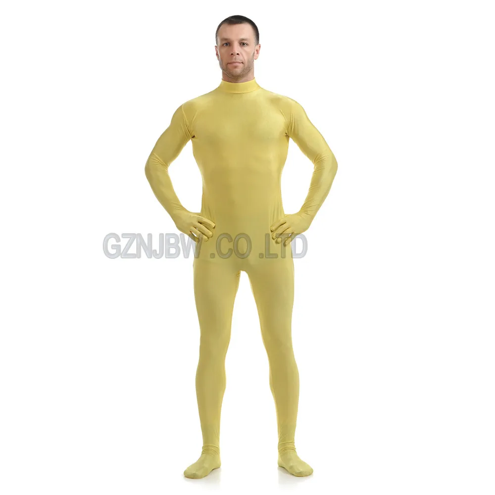 

Взрослые мужские костюмы для косплея Zentai из спандекса без головы желтая яркая кожа костюм на Хэллоуин боди