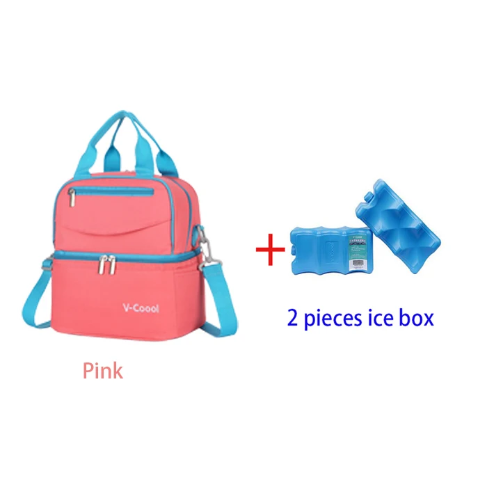 pink and ice pack V-COOOL 2-Слои Стильная утепленная сумка для детской бутылочки Термальность кормления для хранения молока беременности и родам Посыльные сумки для подгузников DCE - Цвет: pink and ice pack