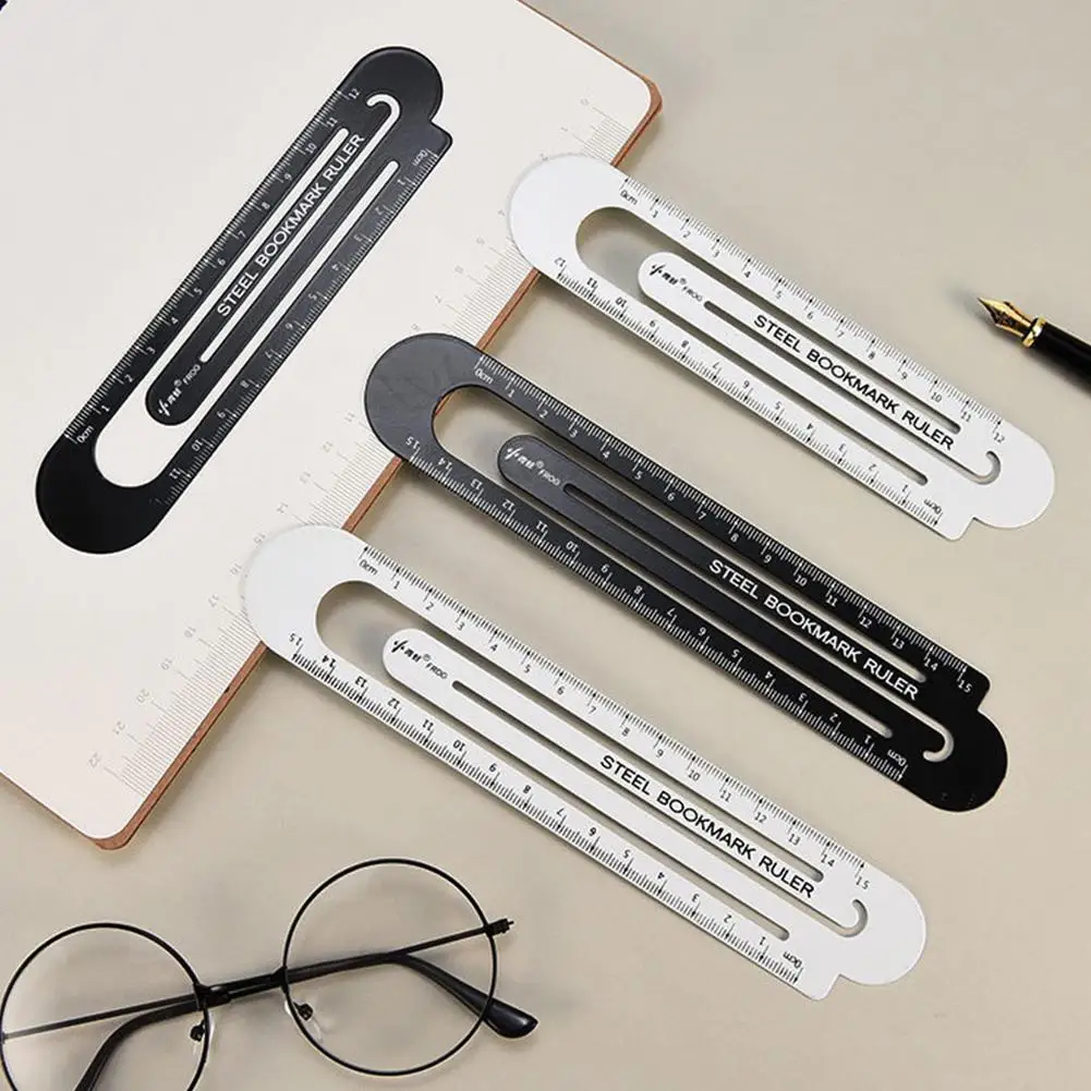 High Quality 12cm 15cm Metal Steel Ruler Bookmark School Student Drawing Supplies Color Random Small Fresh