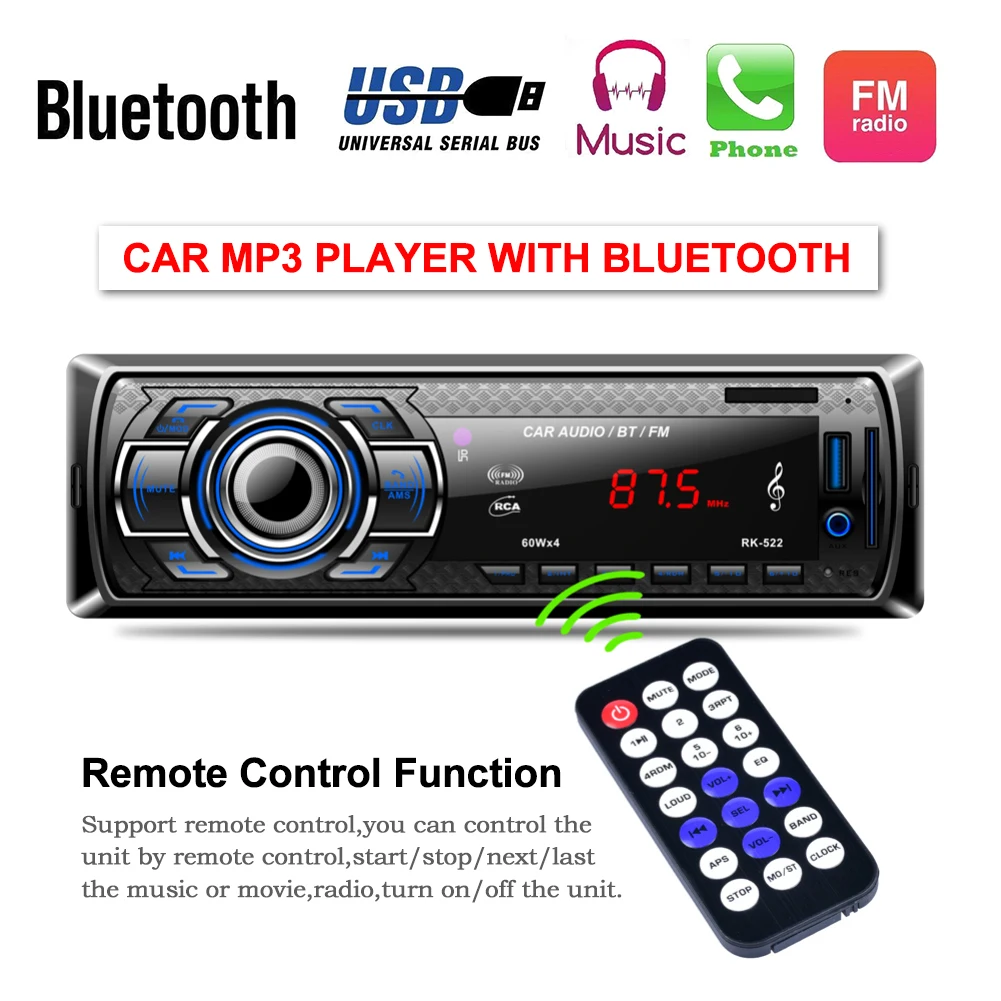 12 в 1 Din автомобильный стерео Bluetooth беспроводной цифровой медиа приемник