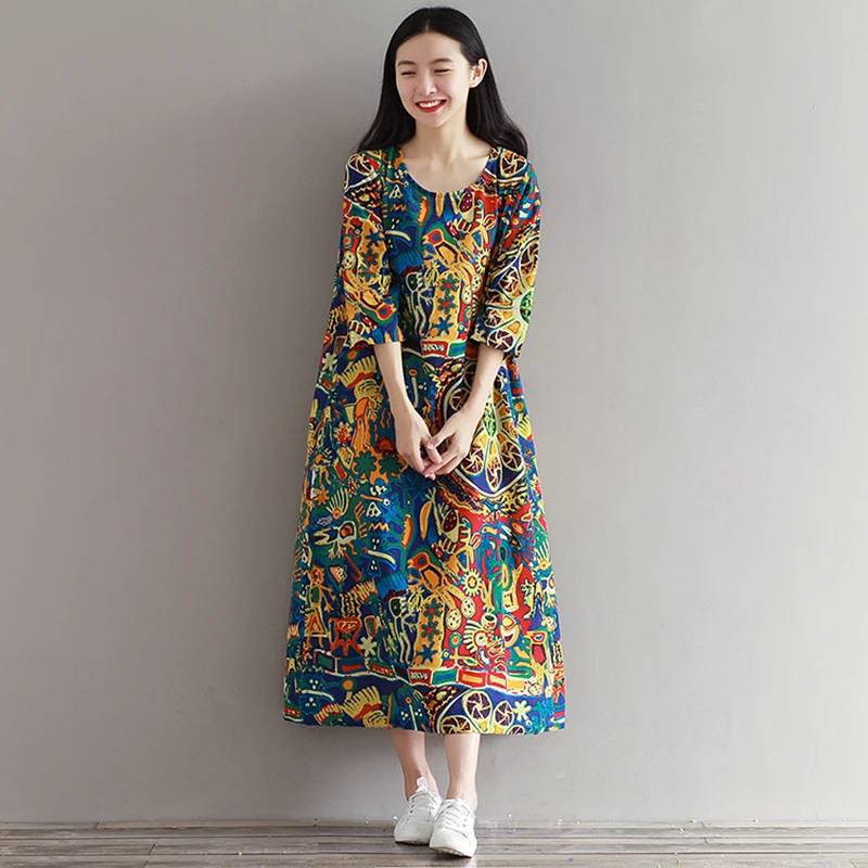 2020 размера плюс в богемном стиле ботильоны Длина Винтаж Длинные Макси платья для