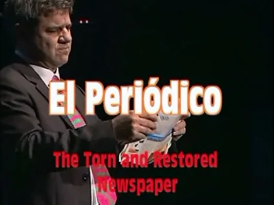 Peri&oacute;dico rasgado y restaurado por Antonio Romero, trucos de magia-0