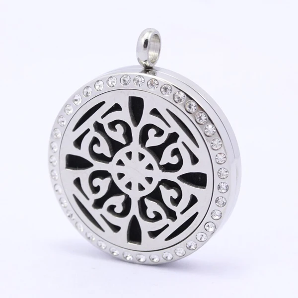 

2016 New 10pcs/lot 30mm Stainles Steel Hollow Crystal Round Essential Oil Diffuser Perfume Locket Pendant (Without Chain)