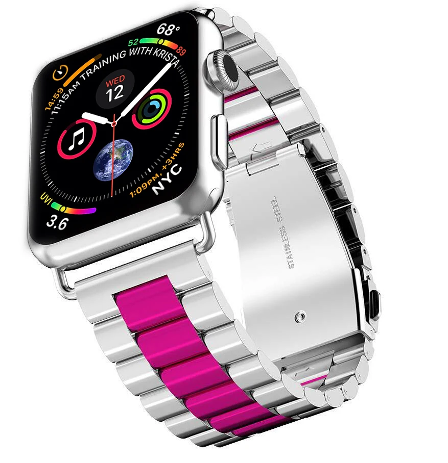 Ремешок для Apple watch Band 4 5 correa iwatch 42 мм 38 мм 3 2 44 мм 40 мм браслет из нержавеющей стали pulseira Apple watch 4 аксессуары
