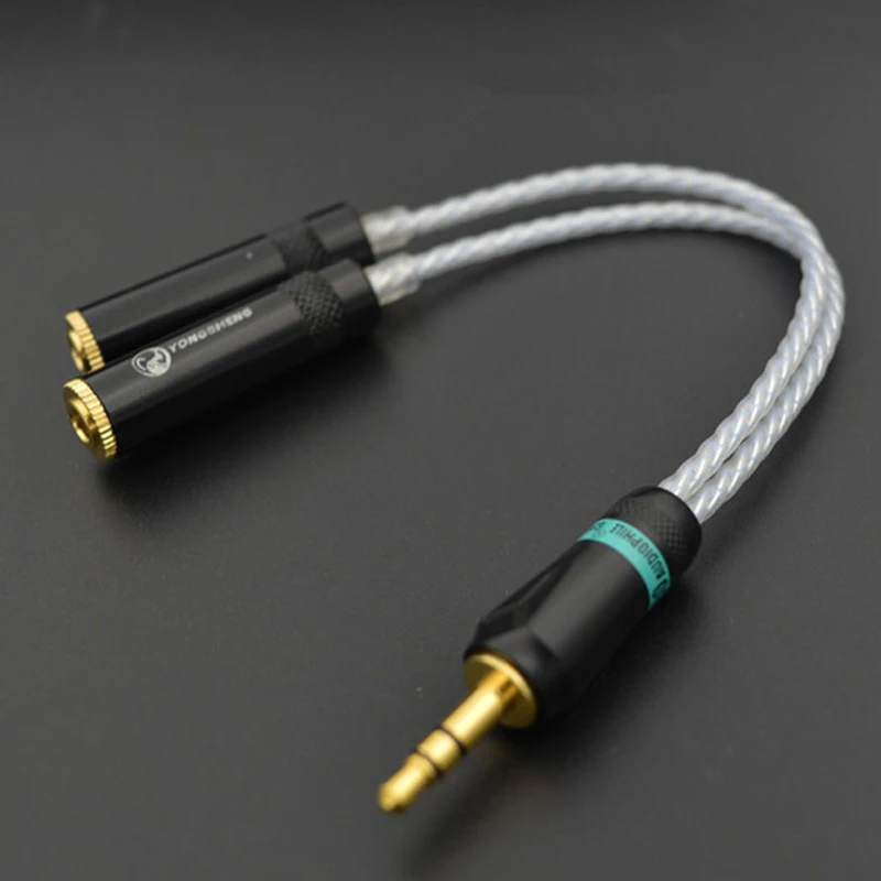 Hi-Fi аудио кабель стерео 3 5 мм штекер к 2 гнездовой линии в автомобиль Aux усилитель - Фото №1