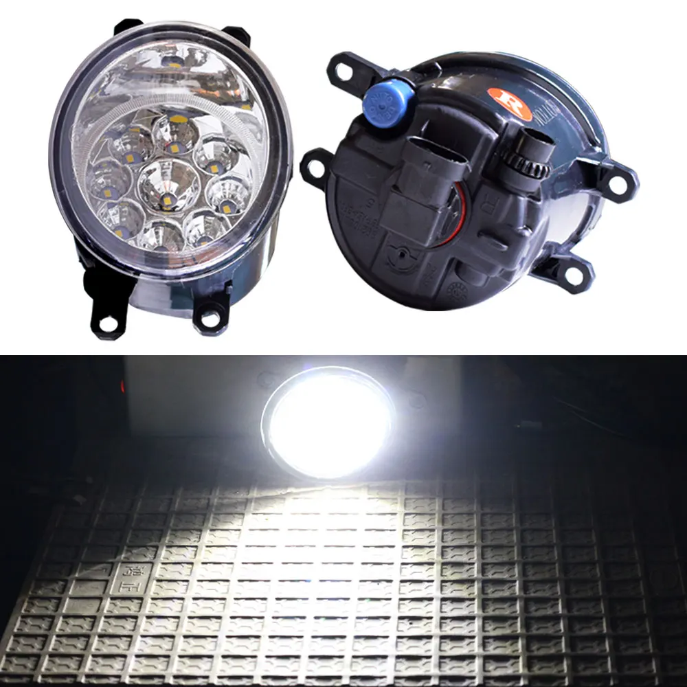 LED 9 Lights White Противотуманная фара 90 мм круглые противотуманные фары для Toyota Wish 2009- Противотуманные фары прозрачные линзы бампер противотуманные фары дальнего света для лампы - Color: LED 9 Lights White