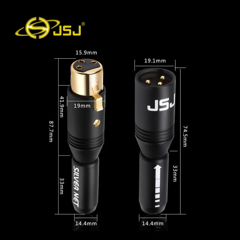 JSJ 3-контактный разъем XLR микрофон Позолоченный сбалансированный мужской и