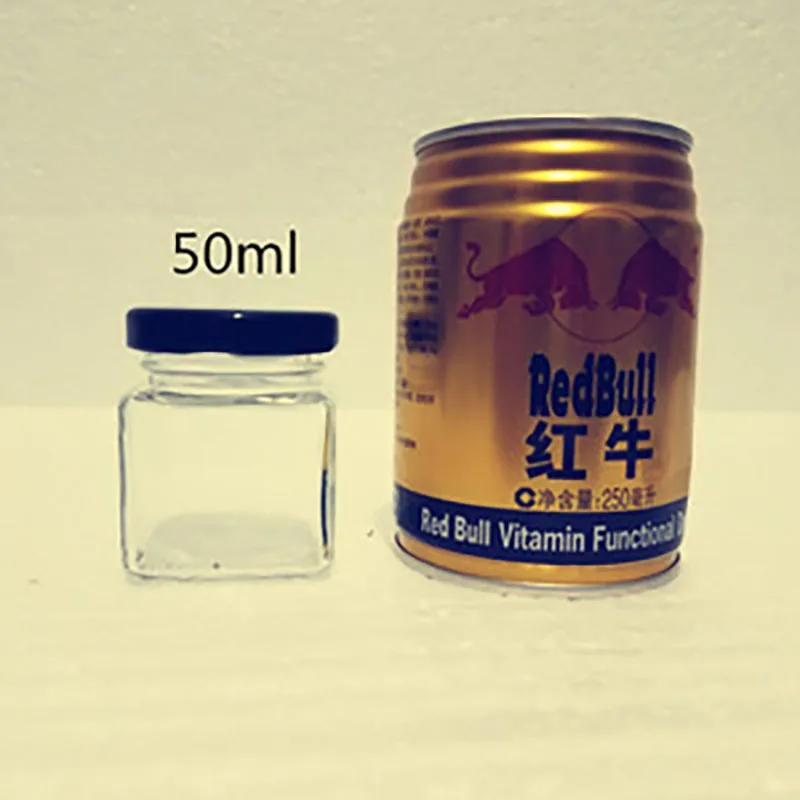 20 шт 50 мл/80 мл квадратная стеклянная банка мед упаковка бутылка jam Jar Емкость для конфет стеклянная бутылка для хранения черные крышки
