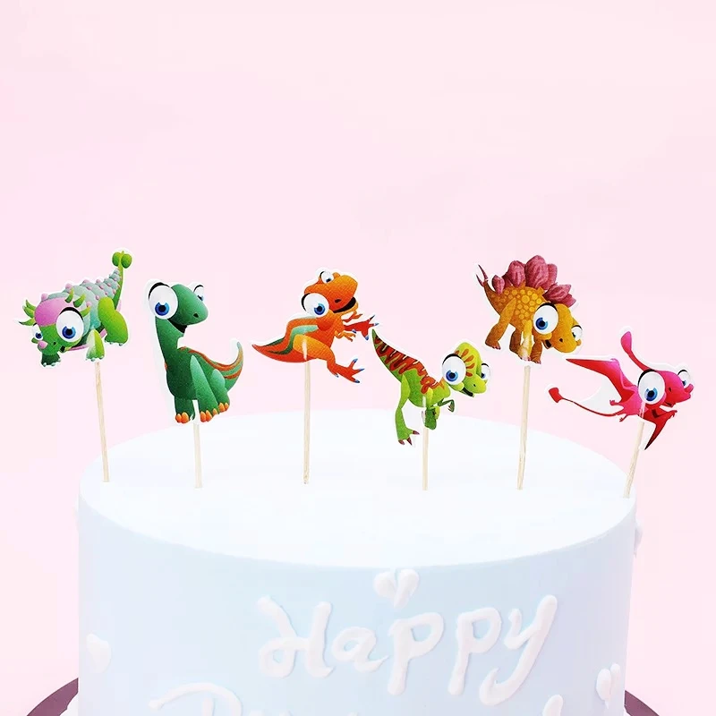 24 шт./упак. игра Альпака кактус динозавр кекс Decoration Дети День рождения украшение девочка мальчик дети торт Топпер зубочистка