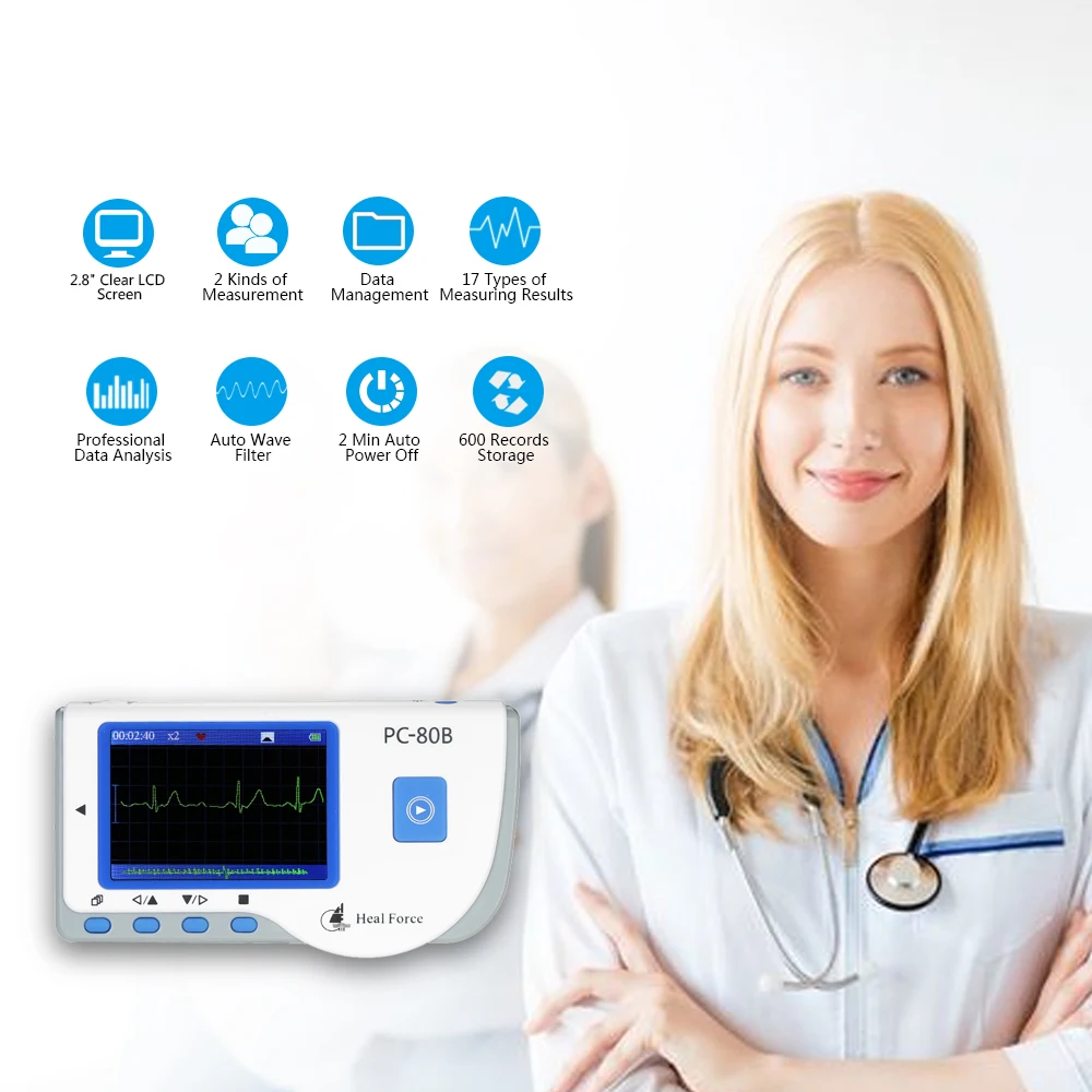 Медицинский портативный ecg устройство для получения ЭКГ машина Монитор артериального давления с usb-кабелем клейкий электрод свинцовые провода FDA CE одобренный