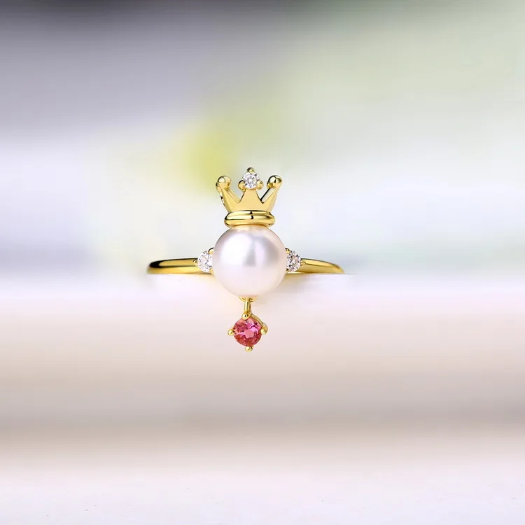 Кольцо в виде короны из натурального пресноводного жемчуга оригинальное кольцо