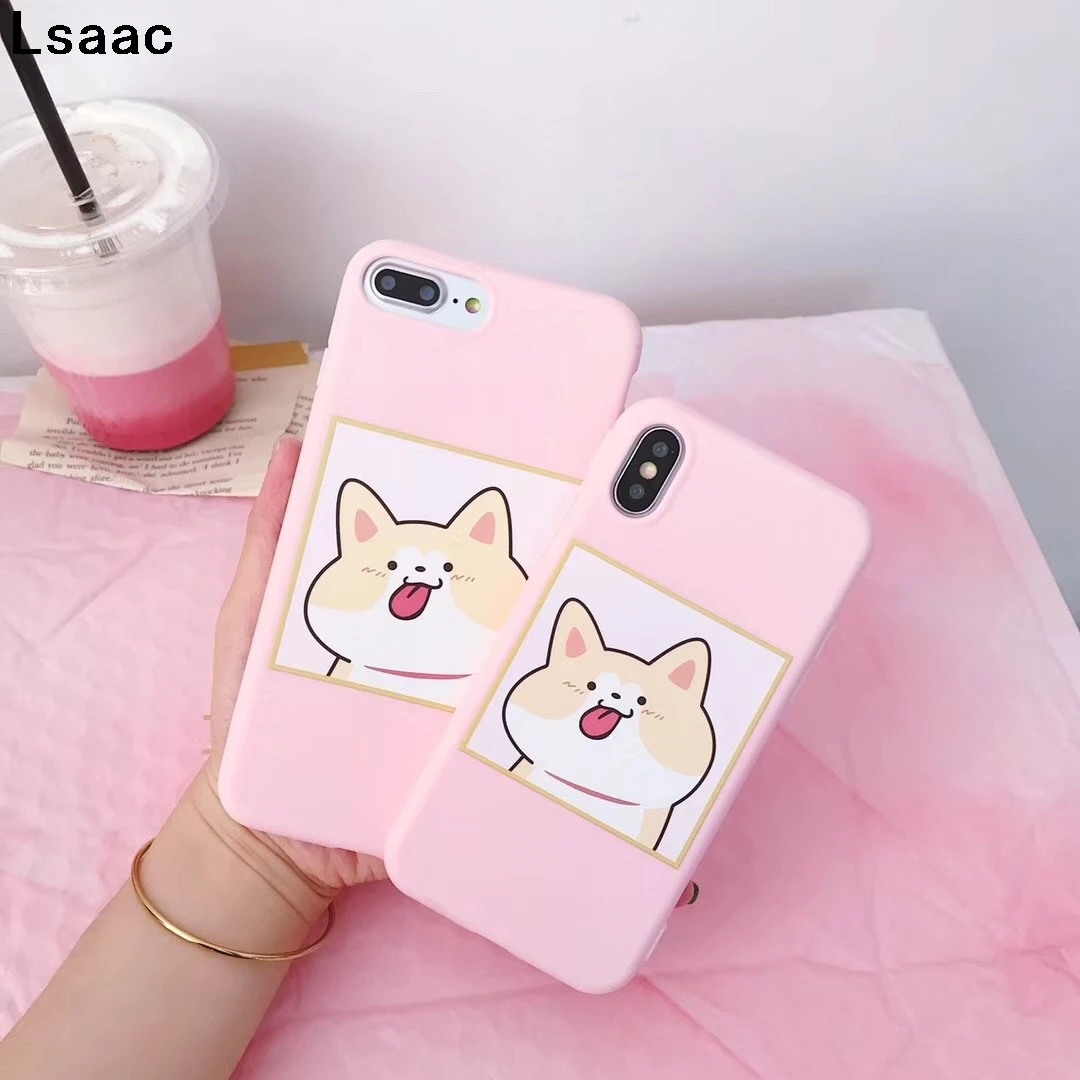 Милый чехол для телефона с собакой iphone X 6 S 7 8 Plus задняя крышка карамельный цвет