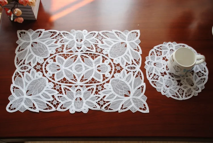 100% хлопок ручная вышивка белый цвет Настольный коврик обеденный стол флаг