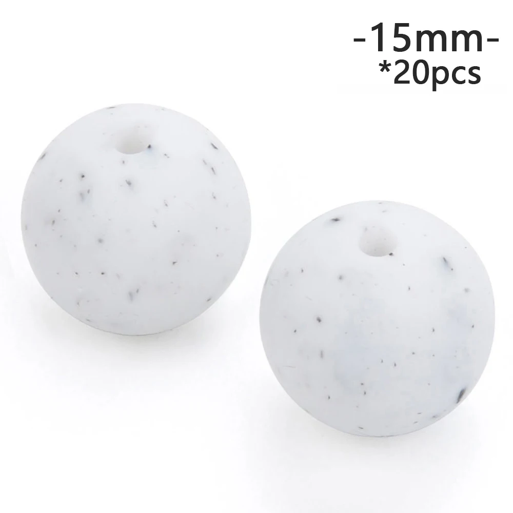 Gritty LOFCA 15mm 20pcs/lot Silicone Loose Beads Safe Teether Round Baby Teething Beads DIY Chewable Colorful Teething For Infant - Цвет: Gritty