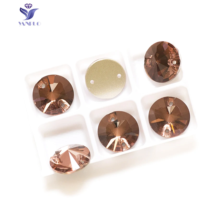 Light Smoked Topaz YANRUO 3200 круглые Пришивные Rivoil Стразы AAAAA с плоской задней частью платья стеклянные камни стразы для шитья камни для ювелирной одежды - Цвет: Light Smoked Topaz