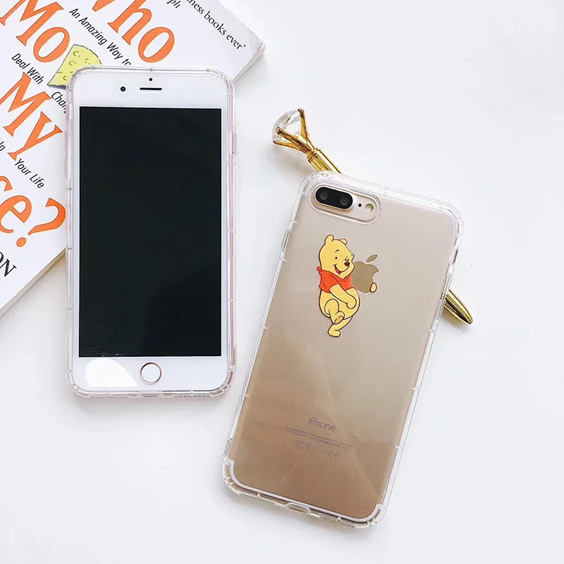 Забавный милый чехол для телефона с мультяшным медведем для iPhone 11 6 6 S 7 8 Plus 11Pro X Xs Max Xr прозрачный мягкий чехол Fundas Capa