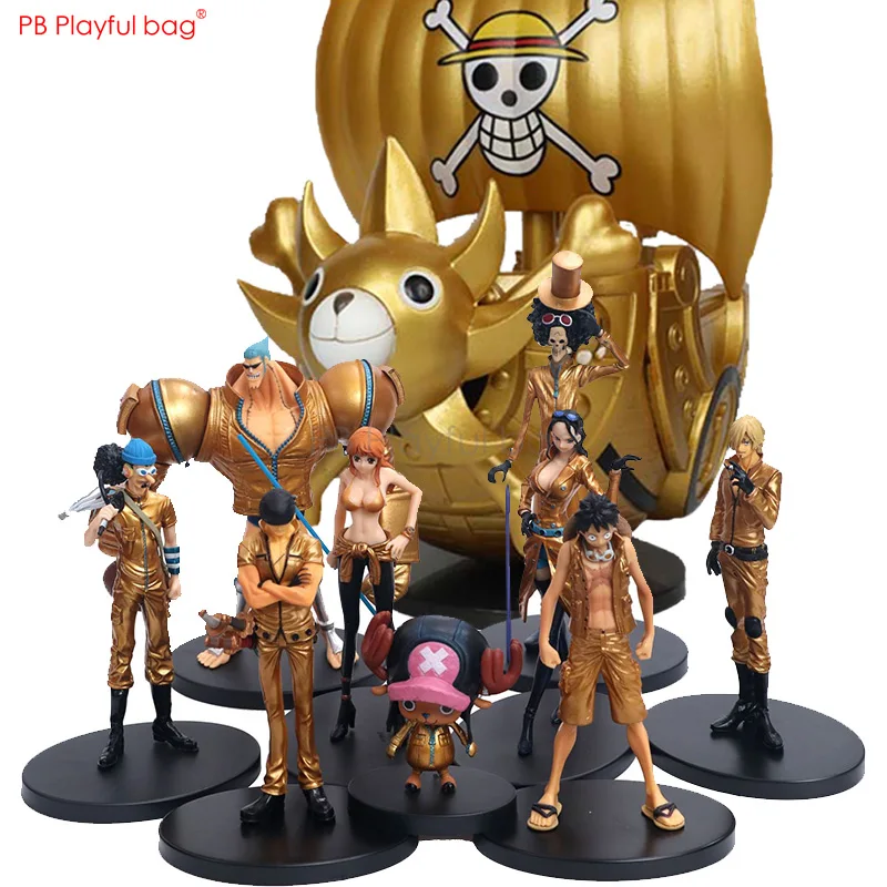 

Модные фигурки персонажей из ПВХ золотого цвета, коллекционные игрушки, украшение для комнаты, аниме коллекции, фанаты аниме, любимые HC21
