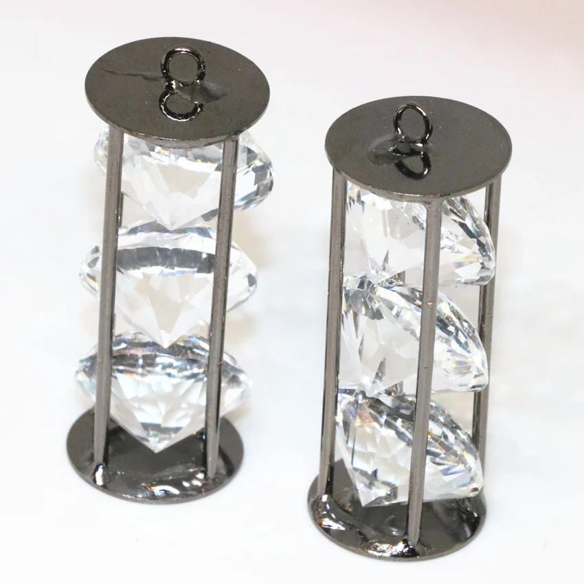 Бесплатная доставка Элегантный Кристалл Медь Черный покрытием Arc Cube Cage Подвески