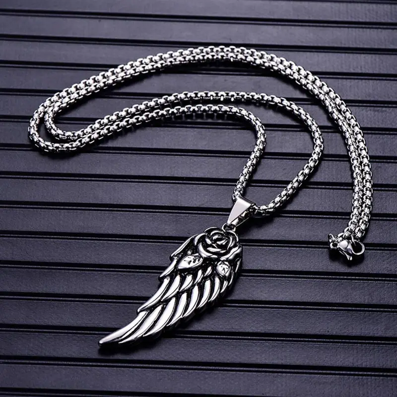 ZFVB винтажные Розовое Перо ювелирные ожерелья с кулоном из нержавеющей стали