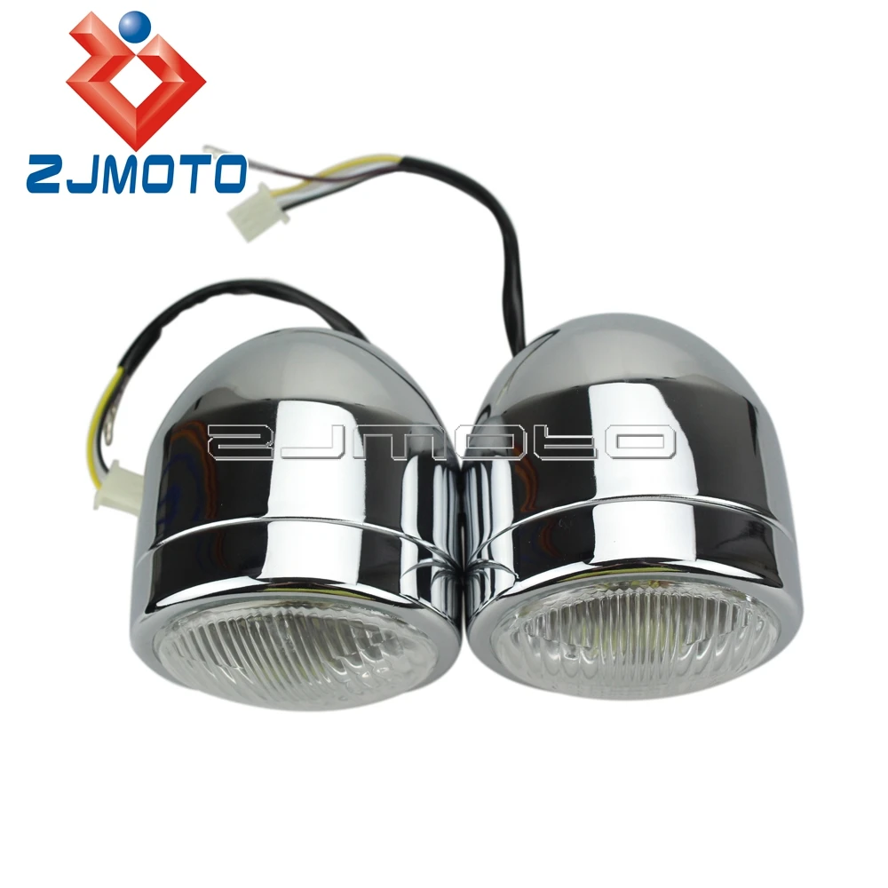 ZJMOTO высококачественный хромированный мотоцикл H4 12 В двойная фара для мотоцикла