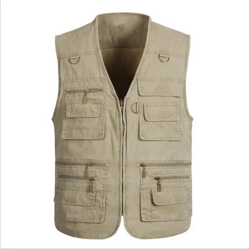 Mens Cotton Vest Waistcoat Sleeveless Jacket Male Casual Loose Baggy Denim With Pocket Big Size 4XL 5XL 6XL 7XL | Мужская одежда