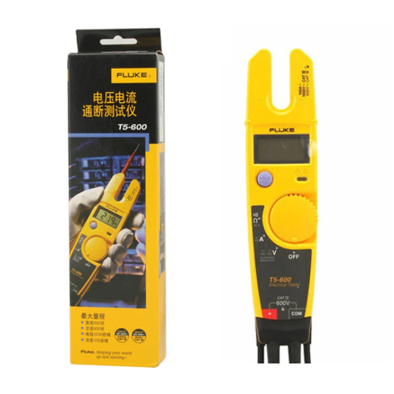 Fluke T5 600 Бесконтактный Клещи для измерения напряжения вилка Вольтметр Амперметр с