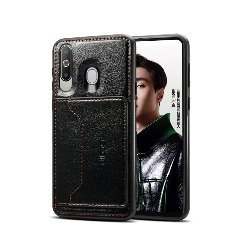 HAWEEL Dibase TPU + PC PU Crazy Horse текстурный защитный чехол для Galaxy A8S с держателем и