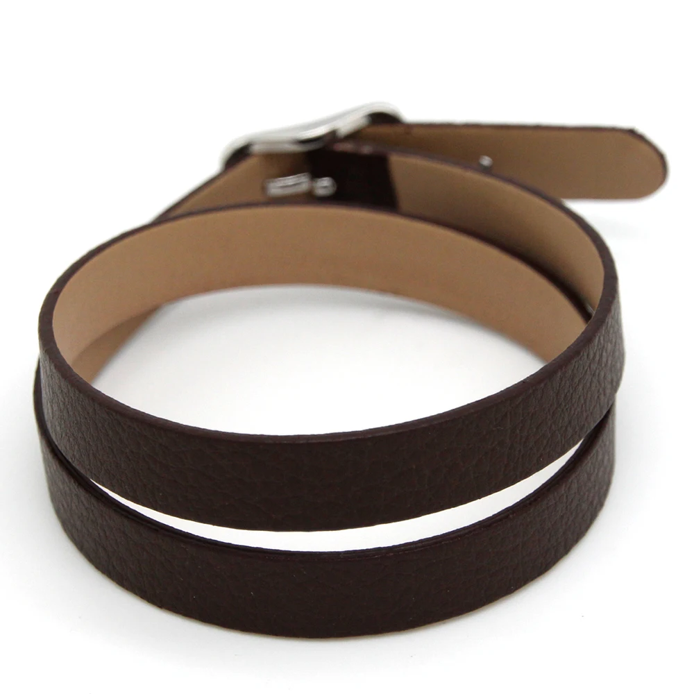 Оптовая продажа модный коричневый кожаный браслет 43 см двойной плетеный