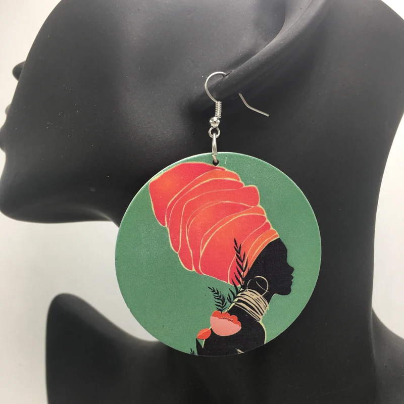 Бесплатная доставка! Африканские женские серьги из натурального дерева |