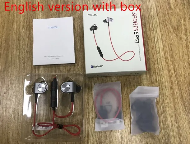 English RED with box Meizu EP51 Bluetooth наушники английская версия спортивная Гарнитура для беспроводных наушников Bluetooth стерео гарнитура в уши APT-X с D5 - Цвет: English RED with box