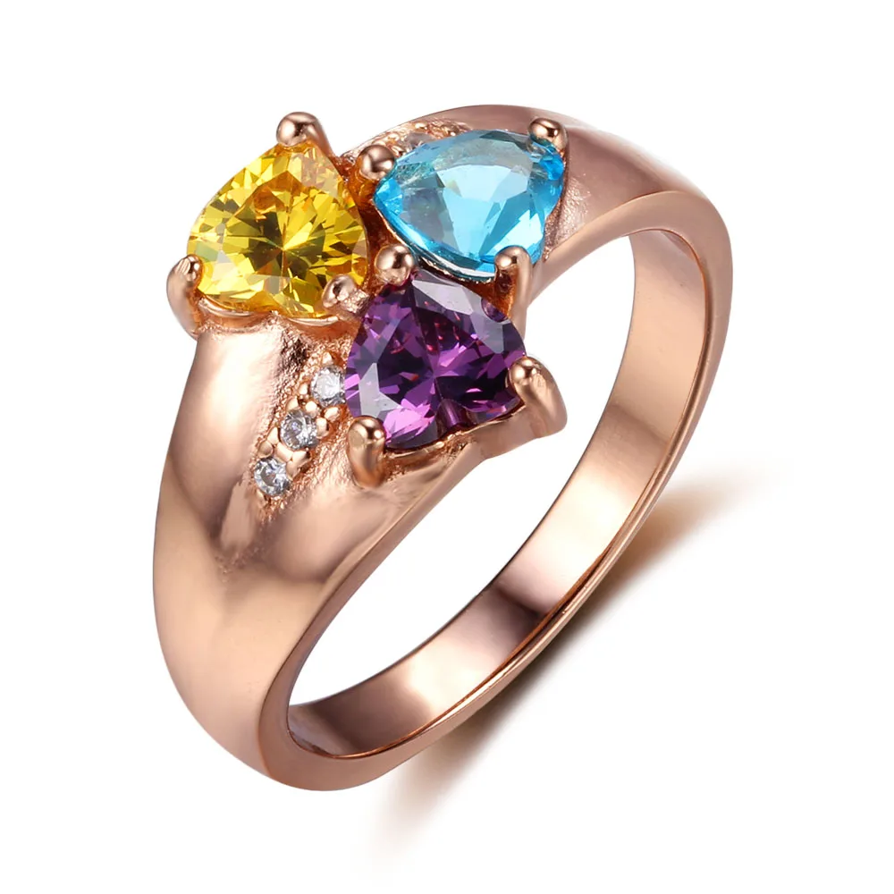 Кольцо из серебра с гравировкой имени для матерей ювелирное изделие 3 камнями по