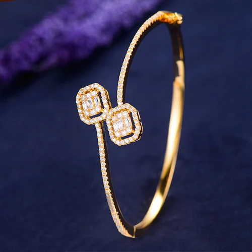 Gold Sisathy горячие модные тонкие браслеты Подвески кубического циркония роскошные открытые браслеты для женщин Свадебные украшения для вечеринок - Окраска металла: Gold