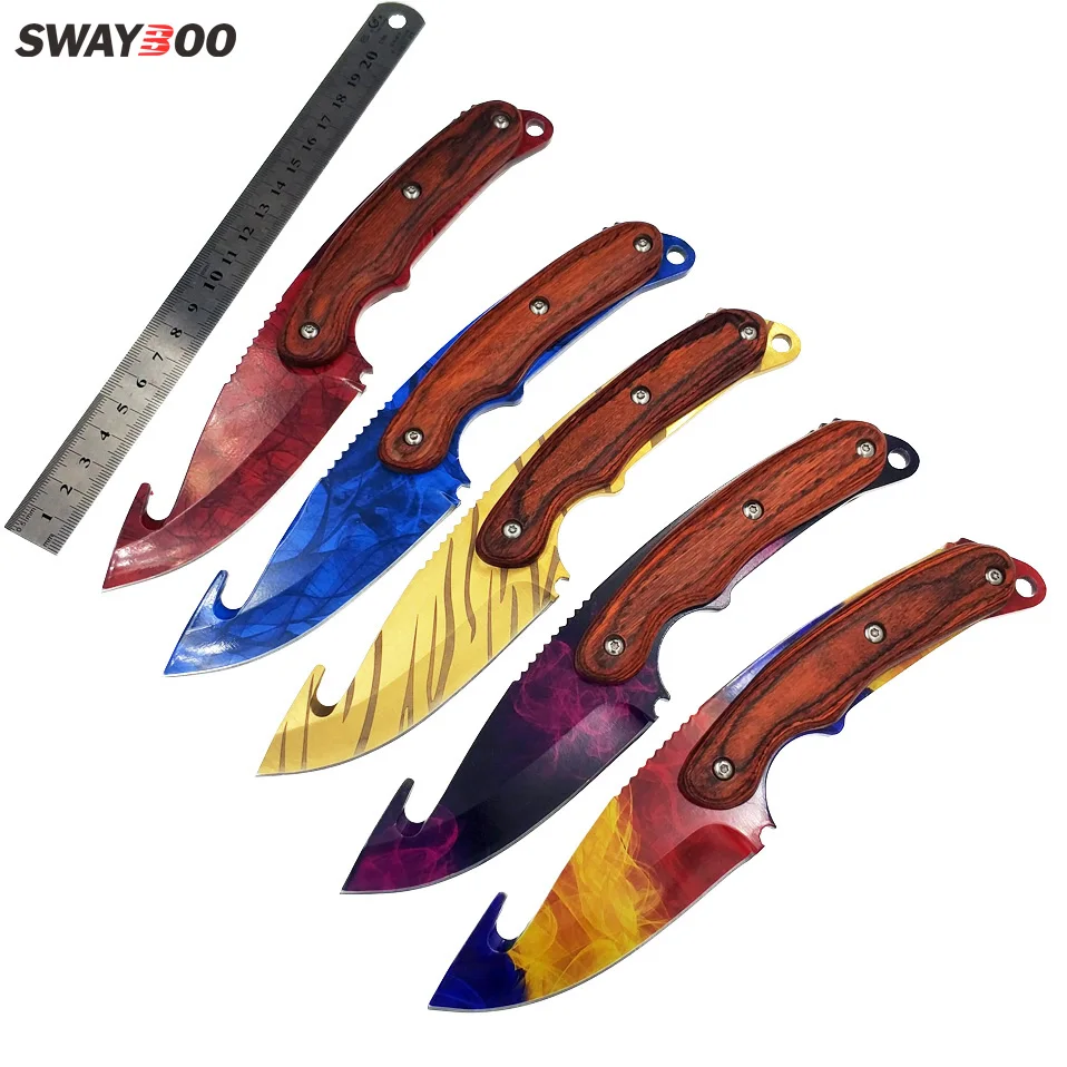 

Swayboo Real CS:GO Gut Knife Counter Strike Fixed Blade Sharp Fade Color Sharper Tactical Hunting Survival Knives Sheath