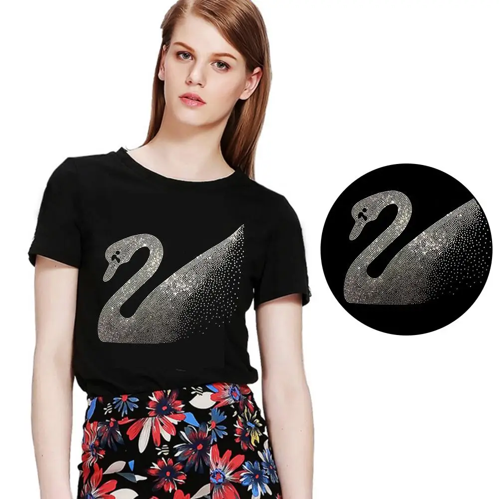 Персонализированные DIY горный хрусталь мотив украшение большой Лебедь Одежда