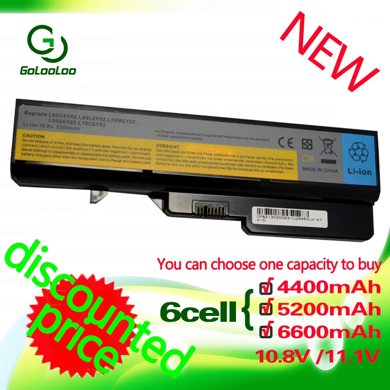 Golooloo 11 1 v аккумулятор для Lenovo IdeaPad L10P6Y22 LO9S6Y02 LO9L6Y02 z370 V470 Z460 Z465 Z560 G560 V360 G460|4400mah
