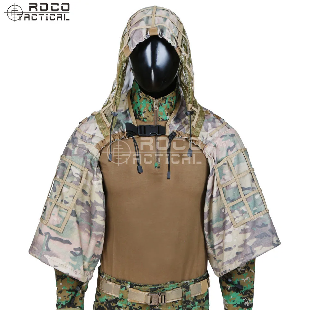 ROCOTACTICAL военный Снайпер Ghillie Viper Hood Combat Ghillie Suit Foundation Custom Ghillie Hood Jacket камуфляж, лесная местность
