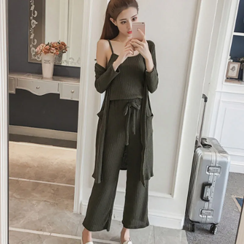 2018 зимний комплект из 3 предметов больших размеров Женский трикотажный 2 шт. с
