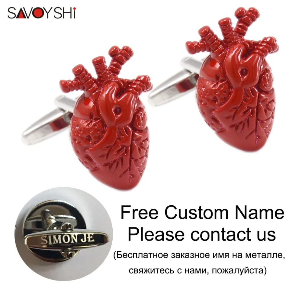 SAVOYSHI Новинка Запонки рубашки для мужчин Высокое качество красная Эмаль Сердце Модель орган запонки бренд Мода Хэллоуин ювелирные изделия