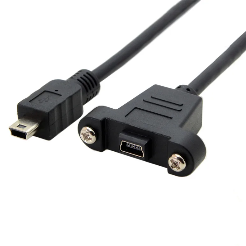 Мини USB 5Pin папа к гнезду удлинитель Кабель с винты для крепления панели 50