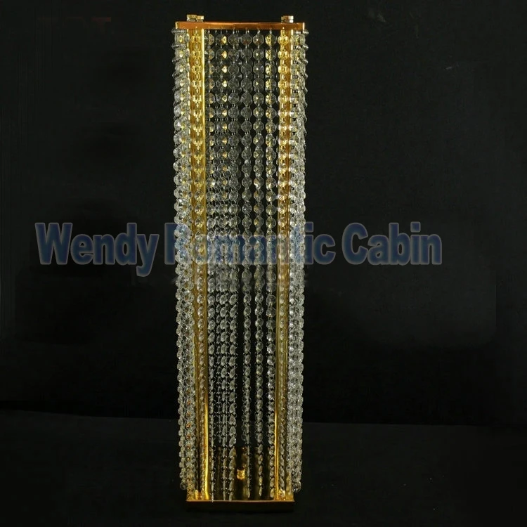 

Gold Wedding Road Leads Flower Stand Wedding centerpiece,Crystal Pillar 80cm Tall