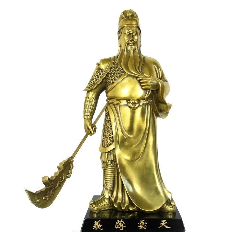 Китайская латунная медная Изысканная лоялизм guan Gong Yu God Warrior hold меч статуя | Дом и
