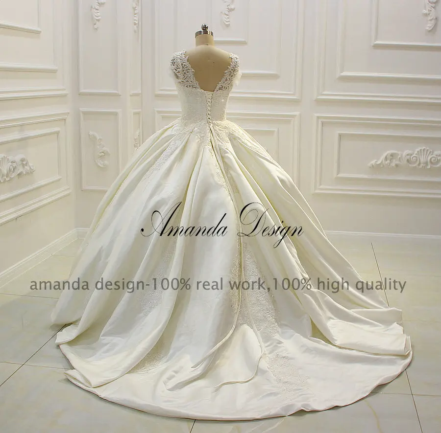 2019 Свадебное Платье Amanda Novias модель атласного пышного бального платья 100%|puffy ball