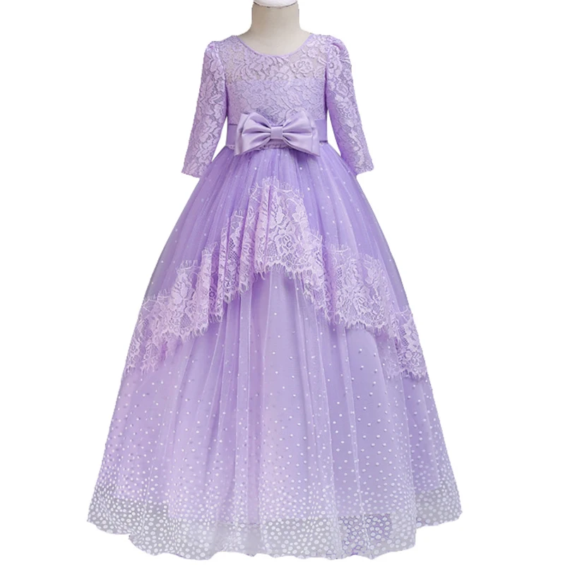 Girls Lace long sleeve princess dress kids adolescent elegant party Formal dresses for girls robe fille vestidos 12yrs | Детская одежда