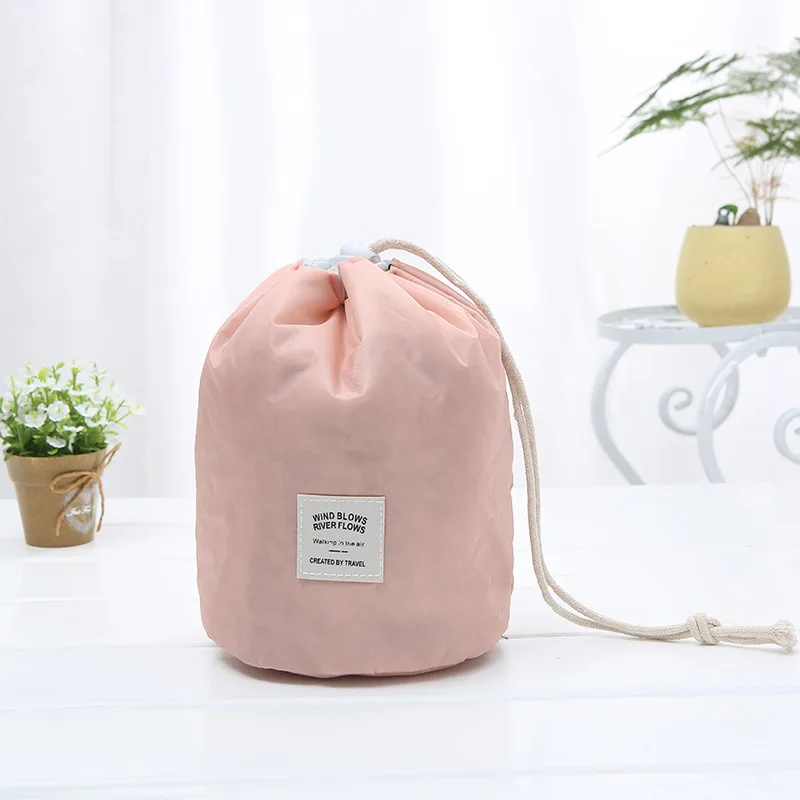 Color 1 4 цвета Твердые печати Drawstring Органайзер Портативный Макияж сумки, косметичка дорожная струна Макияж сумка Круглый Женский - Цвет: Color 1